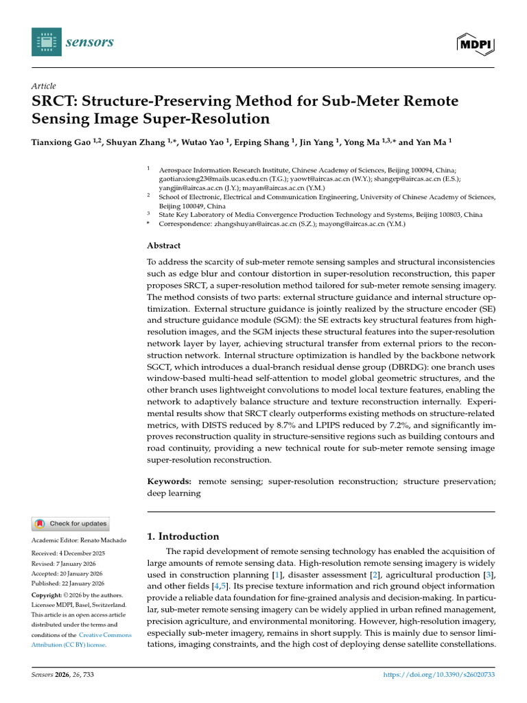 SRCT: Super-Resolution for Remote Sensing | PDF | Image Resolution ...
