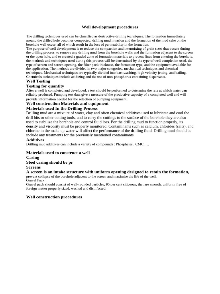 Well Development and Testing Procedures | PDF | Pump | Borehole