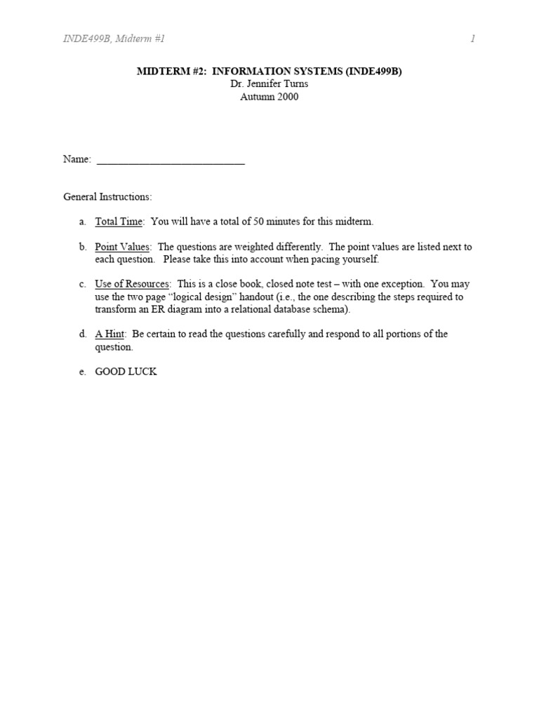 MidTerm2!00!11 08 Solutions | PDF | Conceptual Model | Databases