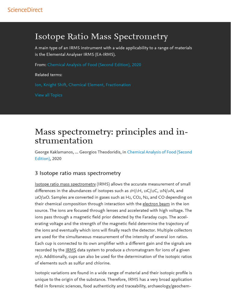 Isotope Ratio Mass Spectrometry Overview | PDF | Mass Spectrometry ...