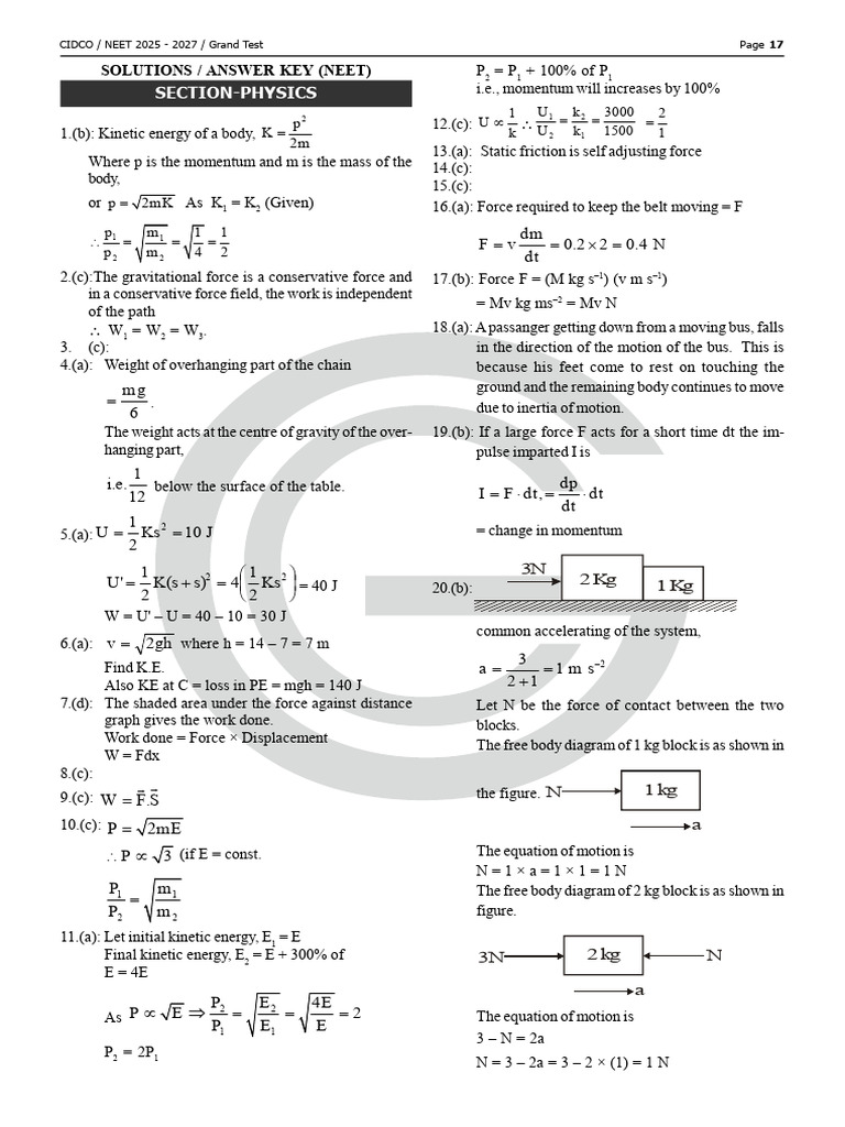 NEET 2025-2027 Physics Solutions Key | PDF | Force | Nature