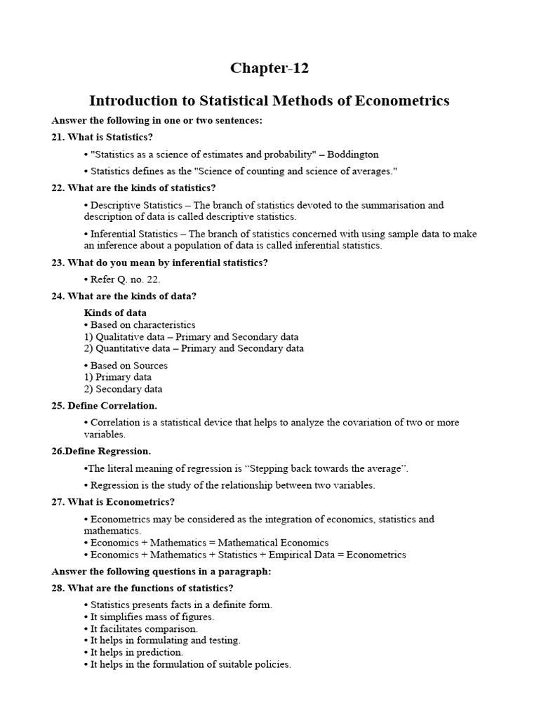Introduction to Econometrics and Statistics | PDF | Statistics ...
