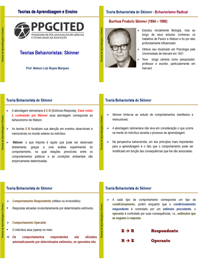 Teoria Behaviorista de Skinner e Aprendizagem | PDF | Behaviorismo ...