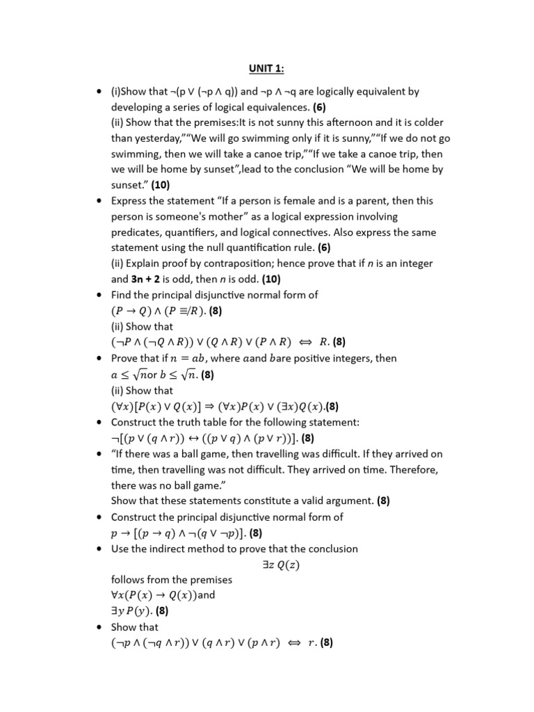 M3-PYQ(1) | PDF | Discrete Mathematics | Algebra