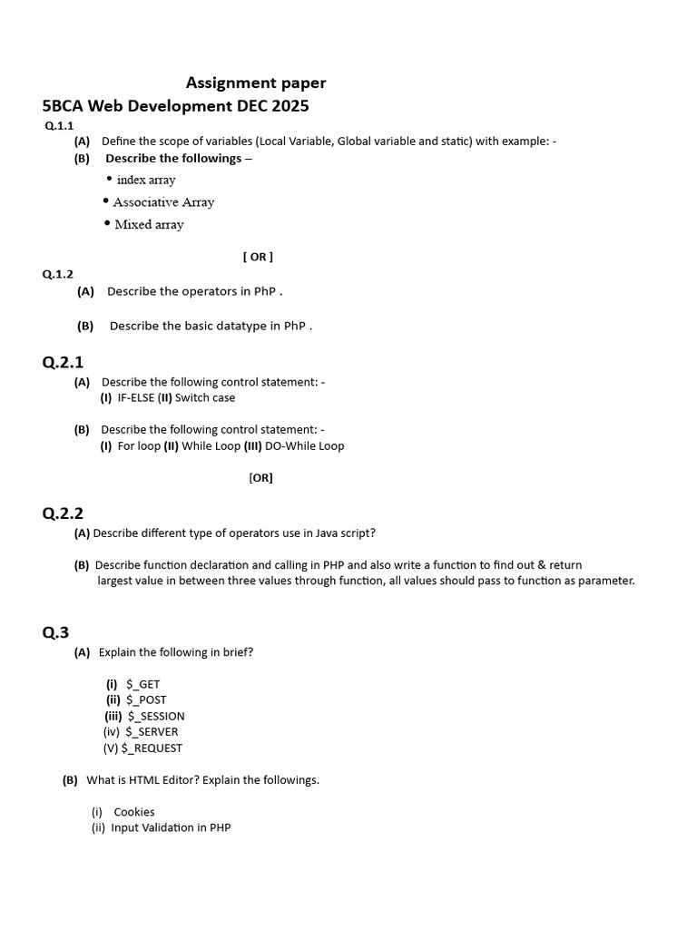 Web Development Assignment Guide 2025 | PDF