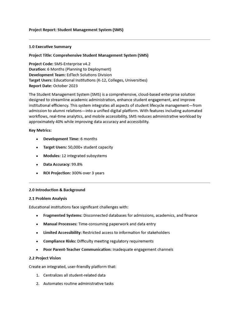 Comprehensive Student Management System Report | PDF | Analytics ...