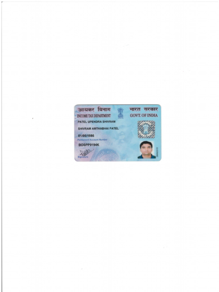 PAN CARD U S PATEL | PDF