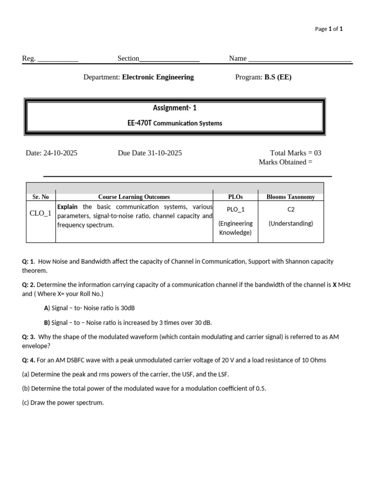 1. Assignment 1 | PDF