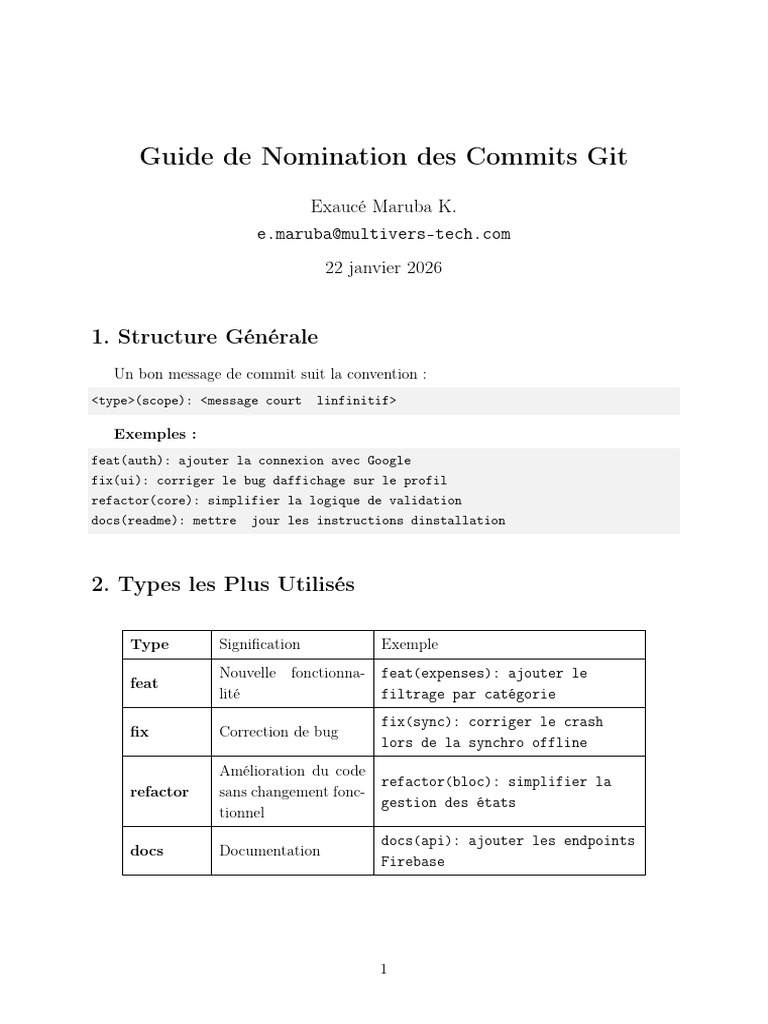 Guide des Messages de Commit Git | PDF | Bug (informatique) | Informatique