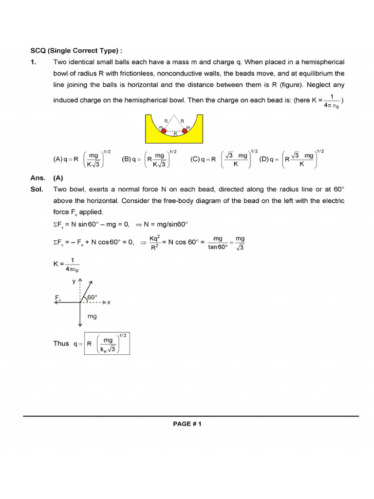 Electrostatics Advanced Level DPP | PDF
