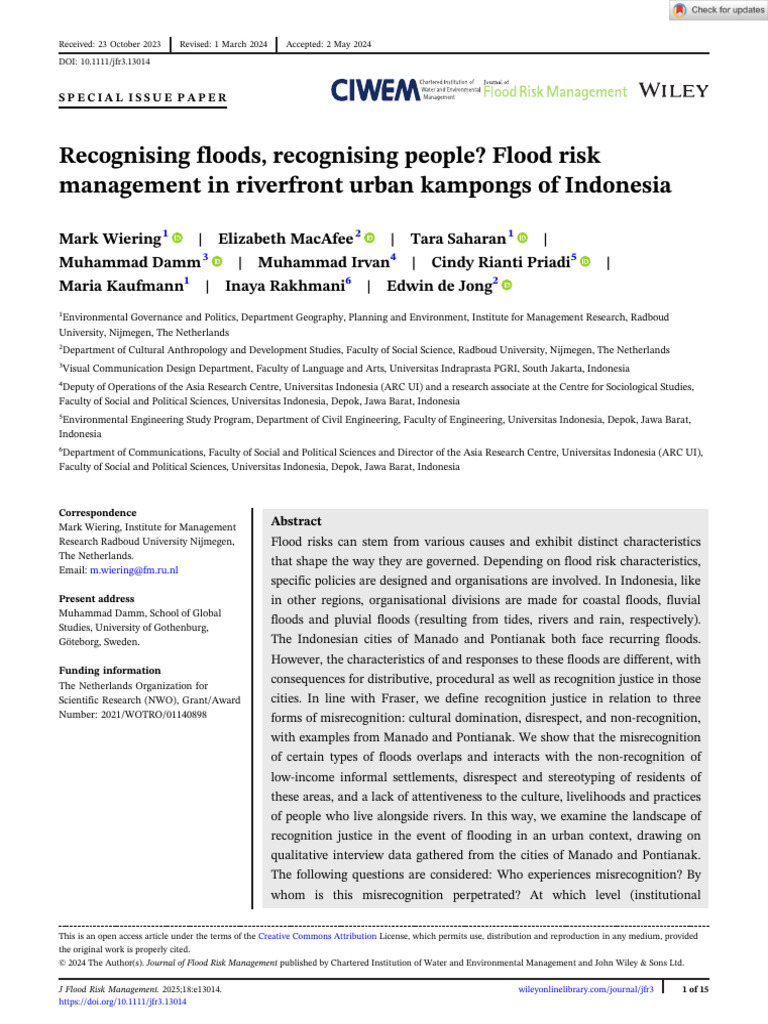 Flood Risk Management in Indonesian Kampongs | PDF | Flood | Justice