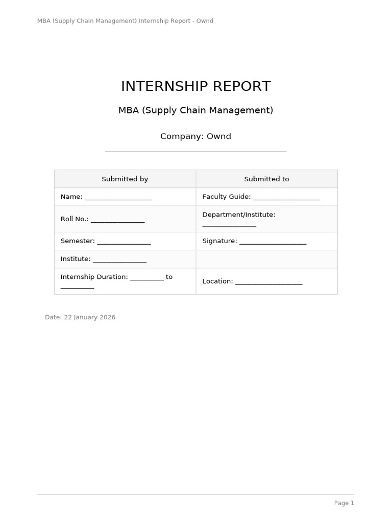MBA Internship Report: Supply Chain at Ownd | PDF | Supply Chain ...