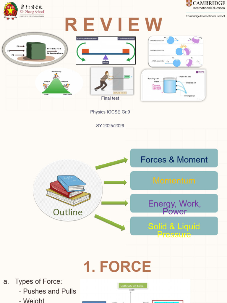 IGCSE Physics Review: Forces & Energy | PDF | Force | Momentum