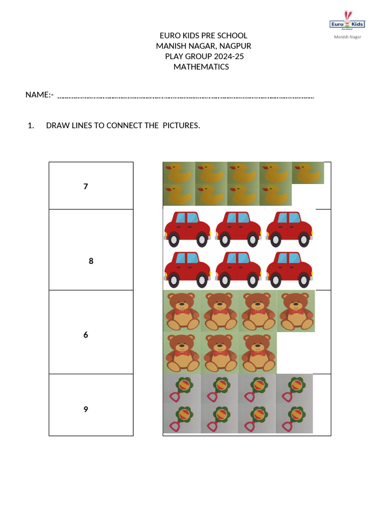 Mathematics Question Paper Pre-school | PDF