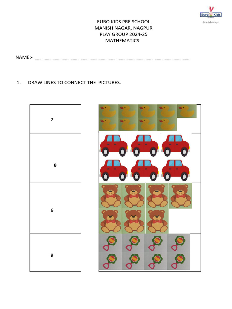 Preschool Mathematics Activities 2024-25 | PDF