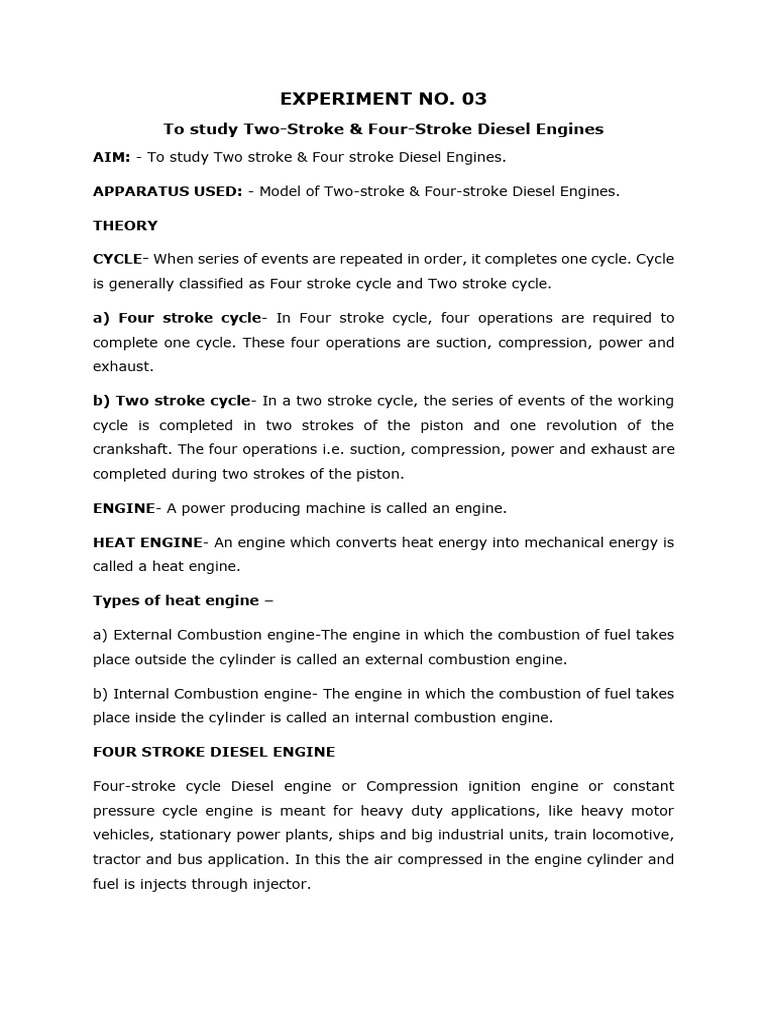 Experiment No. 03 | PDF | Internal Combustion Engine | Diesel Engine