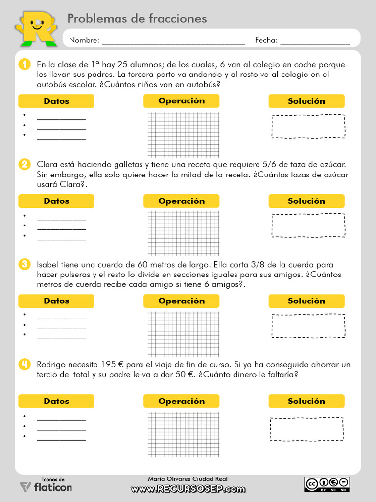 Problemas de Fracciones Primaria 3ro | PDF