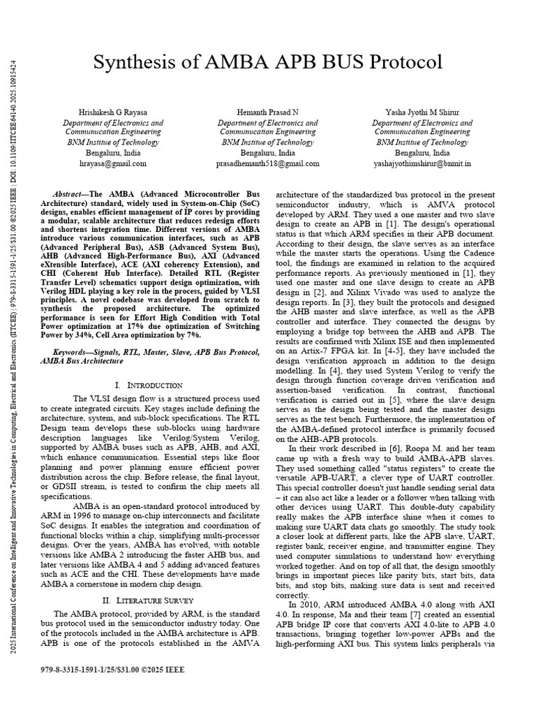 AMBA APB Bus Protocol Synthesis Guide | PDF | Electronic Design ...