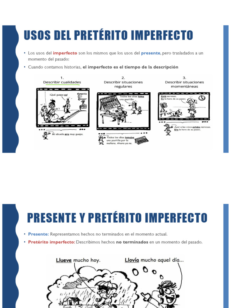 Usos del Pretérito Imperfecto en Español | PDF | Sintaxis | Morfología ...