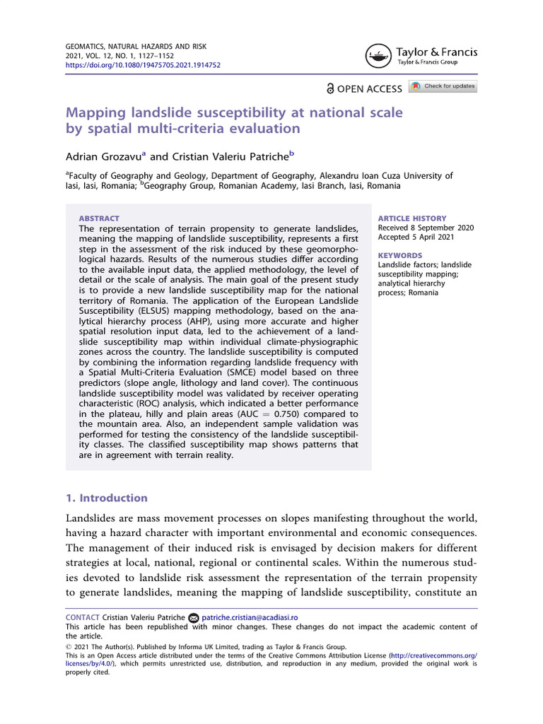 National Landslide Susceptibility Mapping | PDF | Landslide | Rock ...