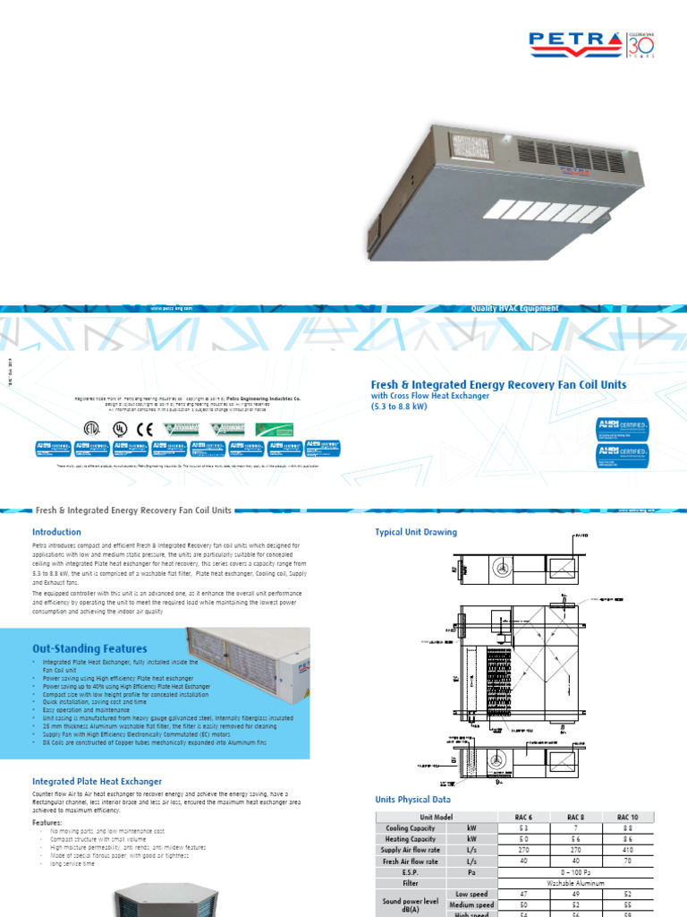 Energy Recovery Fan Coil Units 5.3-8.8 kW | PDF | Heat Exchanger ...