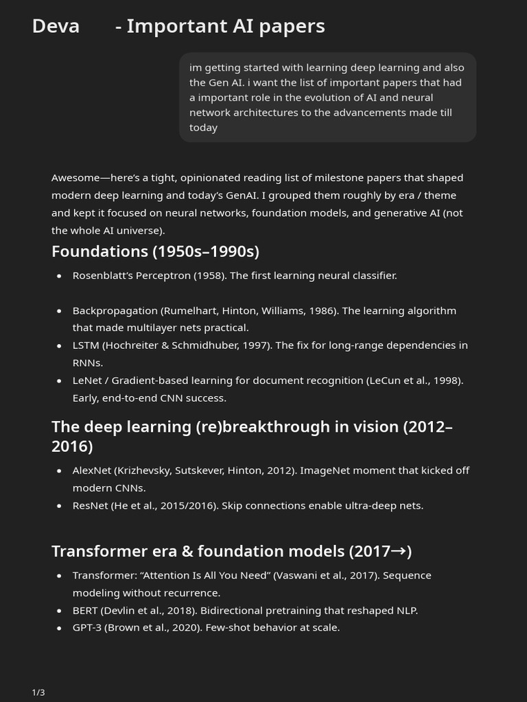 Essential AI Papers for Deep Learning | PDF | Deep Learning ...