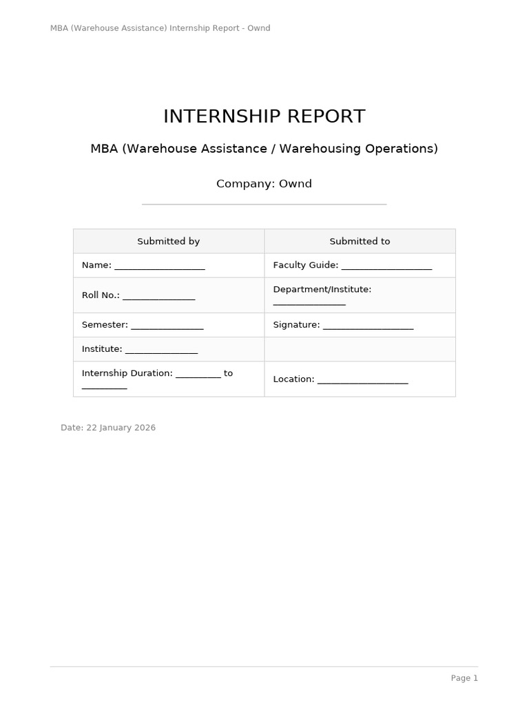 MBA Internship Report on Warehouse Operations | PDF | Warehouse | Inventory