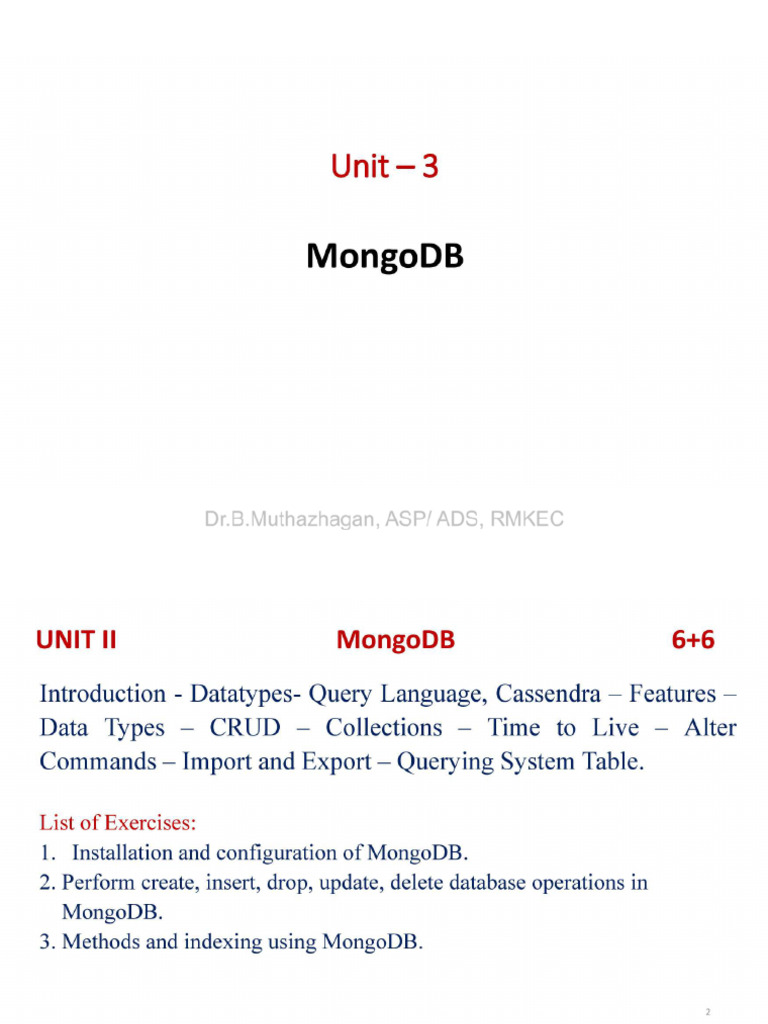 Unit 3 - Mongodb Class_gcr | PDF