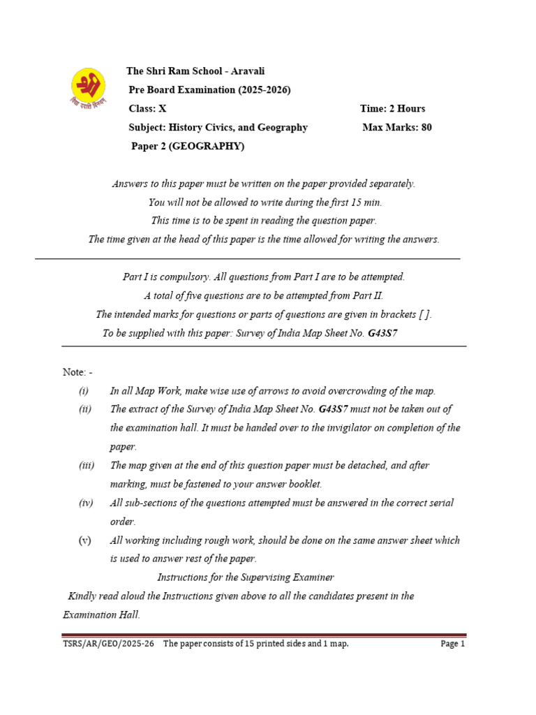 Class X Geography Pre Board Exam 2025-26 | PDF | Biogas | Soil