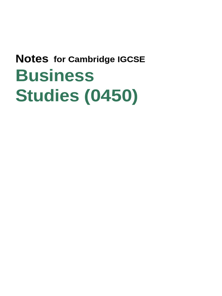 Business Studies 0450 notes | PDF | Franchising | Employment