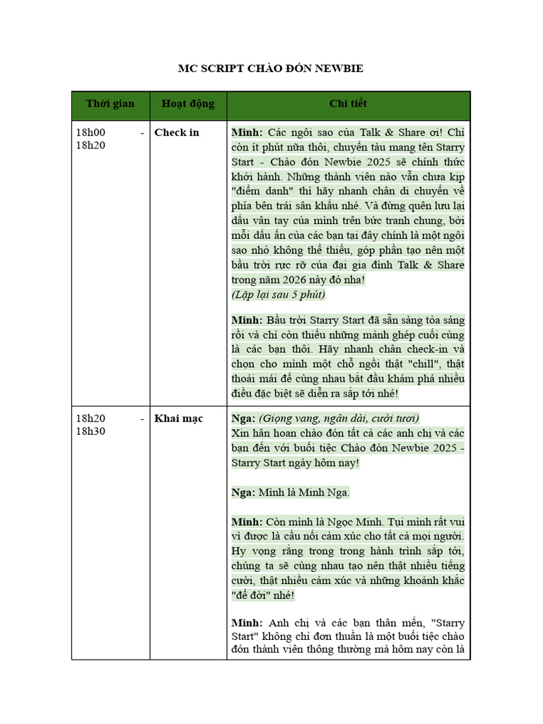 TNS - MC Script Final - CĐNB 2026 | PDF