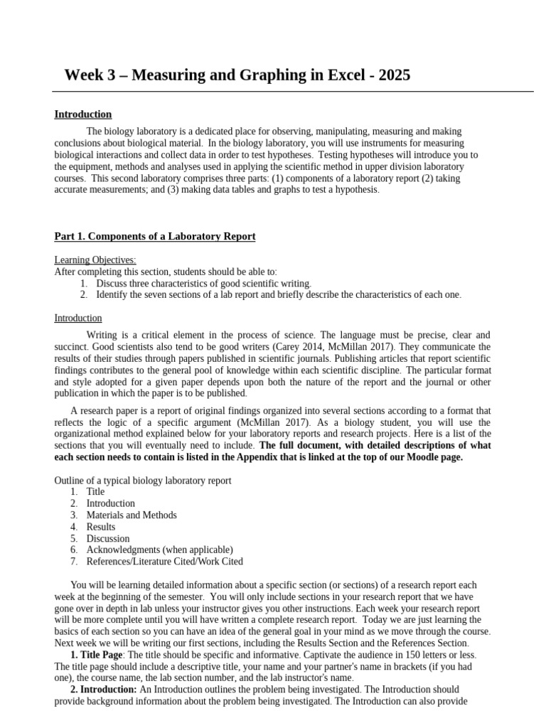 Excel Graphing and Lab Report Basics | PDF | Experiment | Coefficient ...