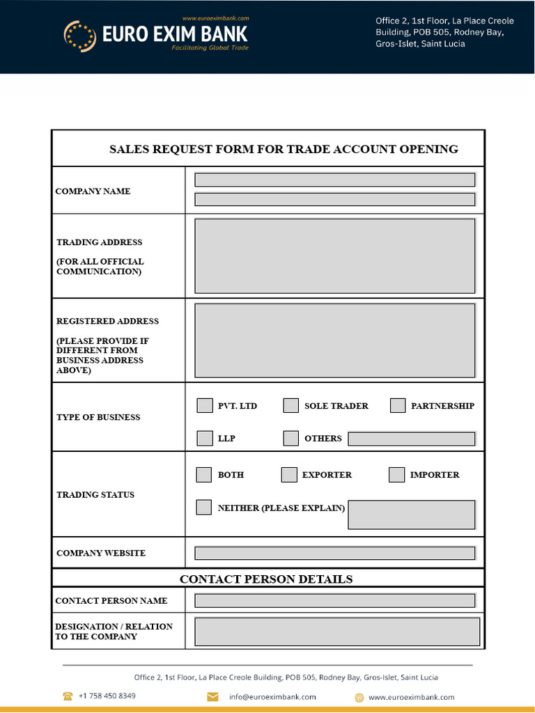 Trade Account Sales Request Form | PDF