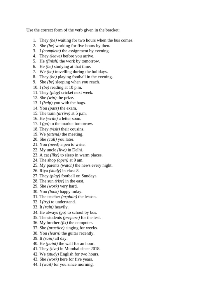 Verb Form Exercises for Students | PDF | Chess Theory | Chess
