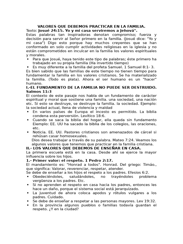 Valores Esenciales en la Familia Cristiana | PDF | Biblia