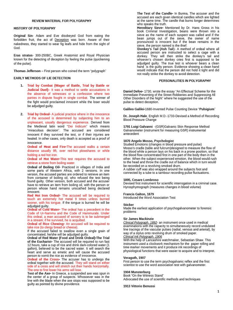 History and Methods of Polygraphy | PDF | Polygraph | Lie