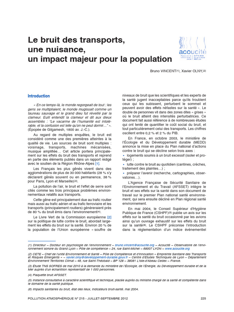 Impact du bruit des transports sur la santé | PDF | Bruit | Sommeil