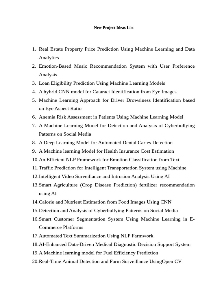 Innovative Machine Learning Project Ideas | PDF | Machine Learning ...