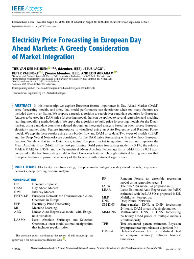 European Day Ahead Market Price Forecasting | PDF | Deep Learning ...