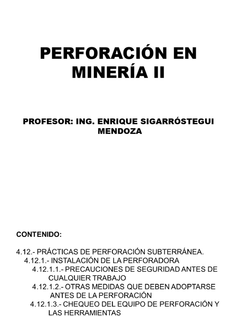 Técnicas de Perforación en Minería II | PDF | Perforación | Perforar