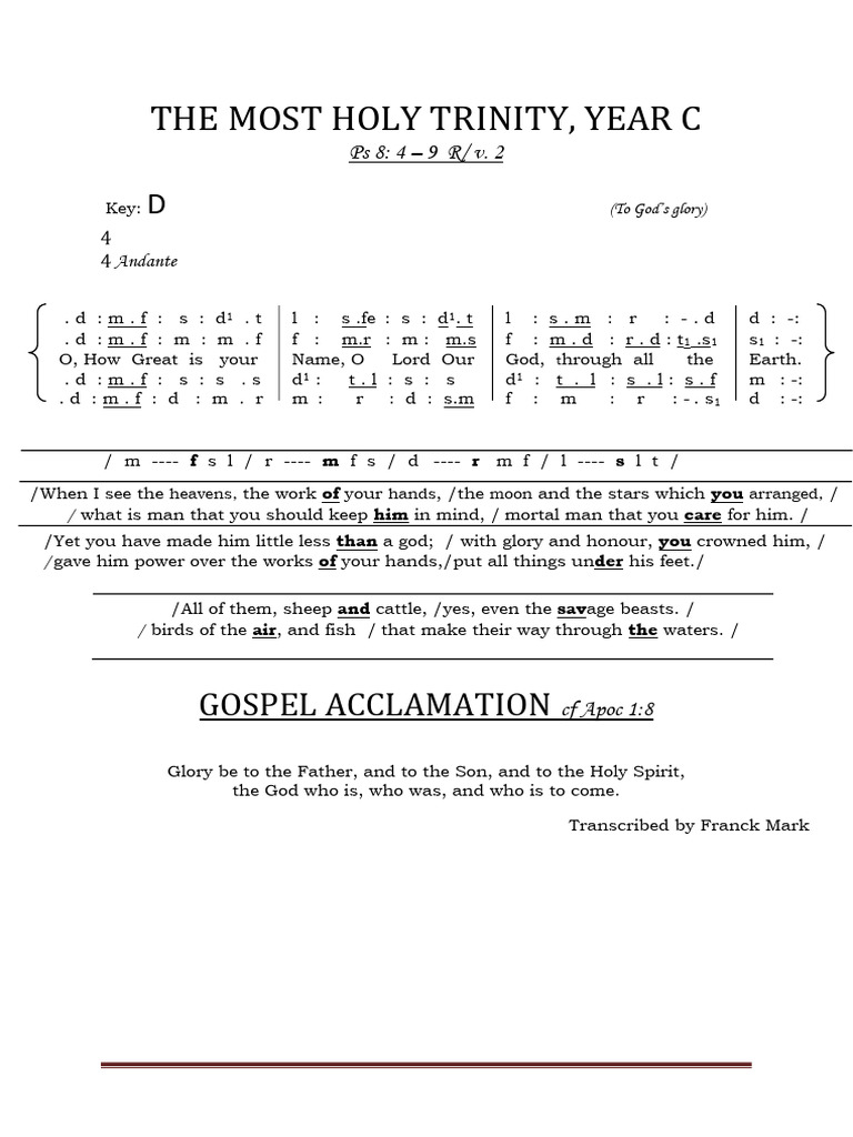 Holy Trinity Year C Worship Music | PDF
