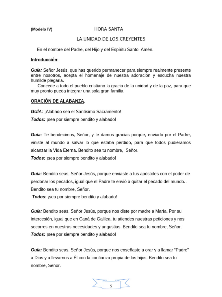 Hora Santa: Oración por la Unidad Cristiana | PDF | Oración | Cristo ...