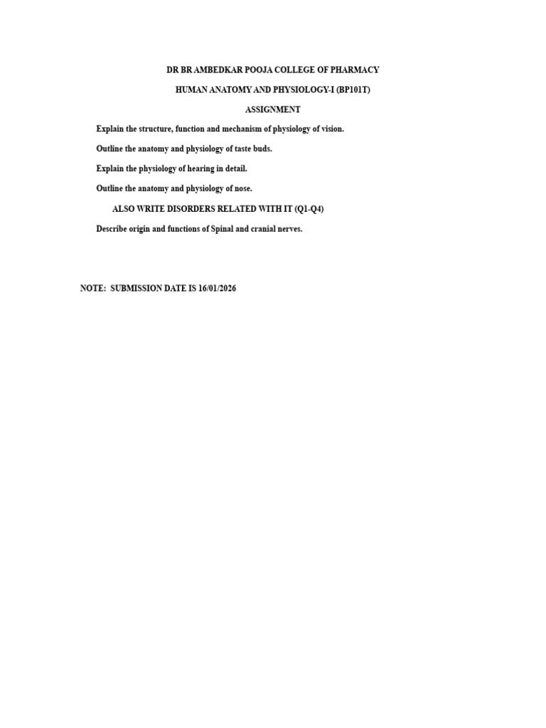 Anatomy and Physiology Assignment Guide | PDF