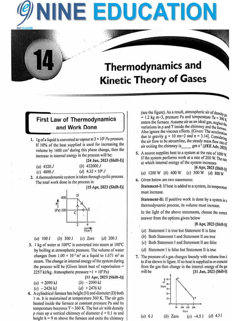Thermodynamic & Kinetic Theory of Gases | PDF