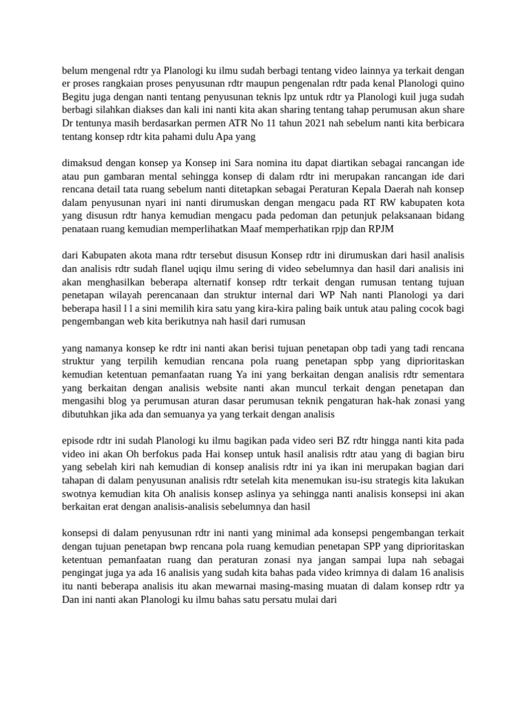 Pengenalan dan Konsep RDTR dalam Planologi | PDF