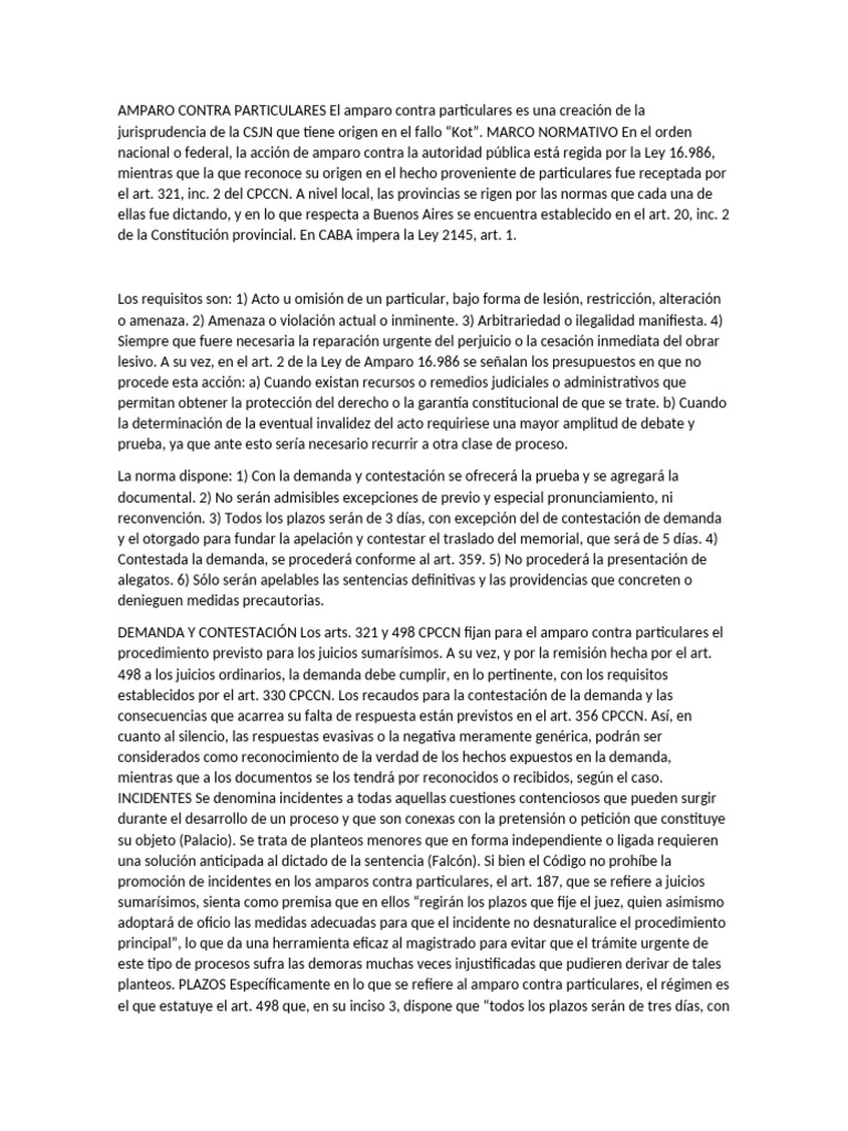 Amparo contra Particulares: Normativa y Proceso | PDF | Habeas corpus ...