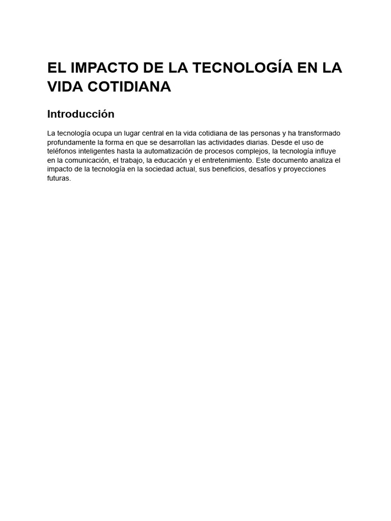 Impacto de la Tecnología en la Vida Diaria | PDF | Comunicación ...