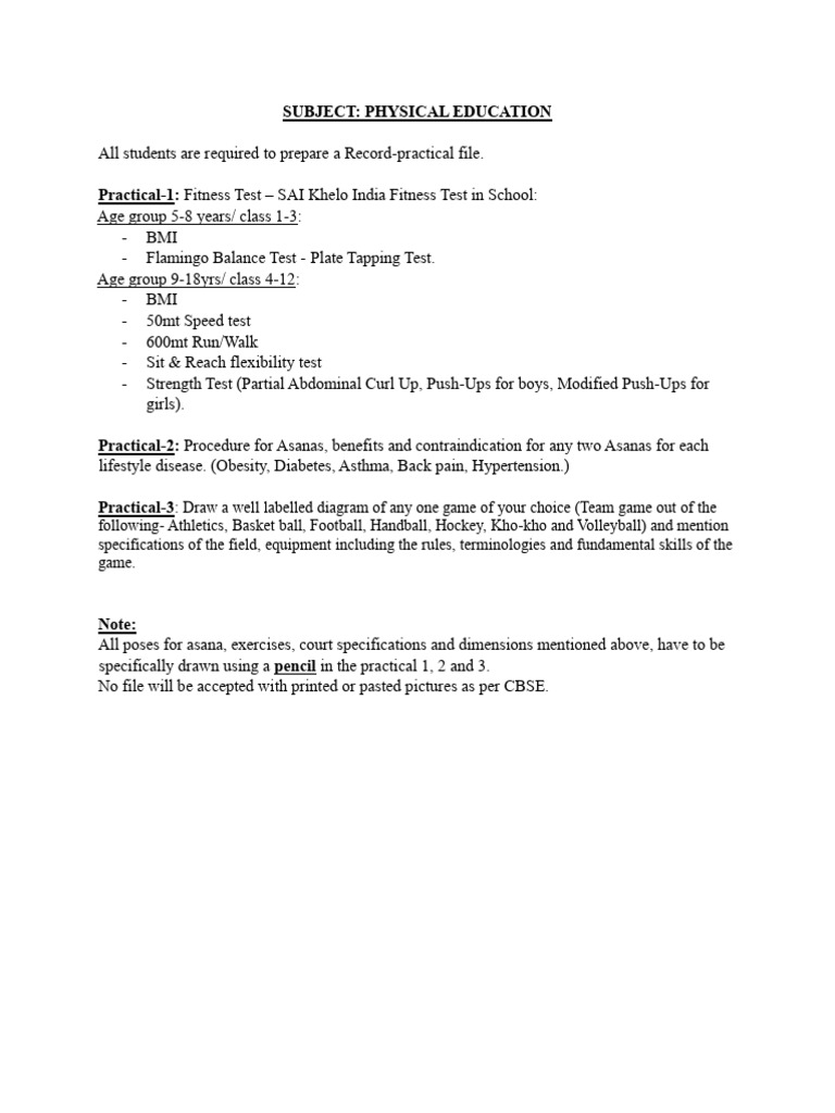 Physical Education Practical File Guide | PDF