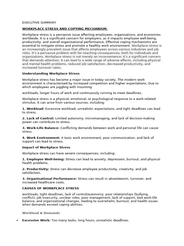 Managing Workplace Stress Effectively | PDF | Occupational Stress ...