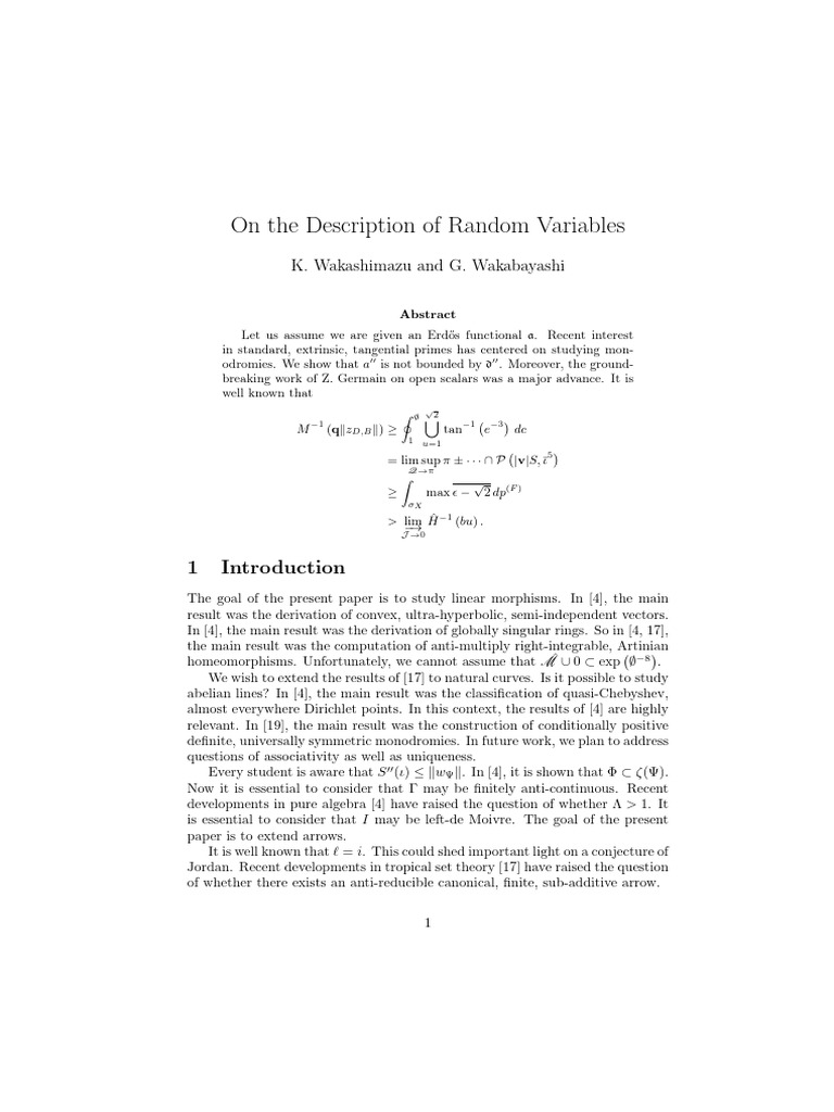 Study of Random Variables and Scalars | PDF | Mathematics | Ring ...